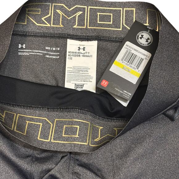 Under Armour HeatGear Perpetual 1/2 Grey Gold Compression Tights Men's Medium - Picture 3 of 5